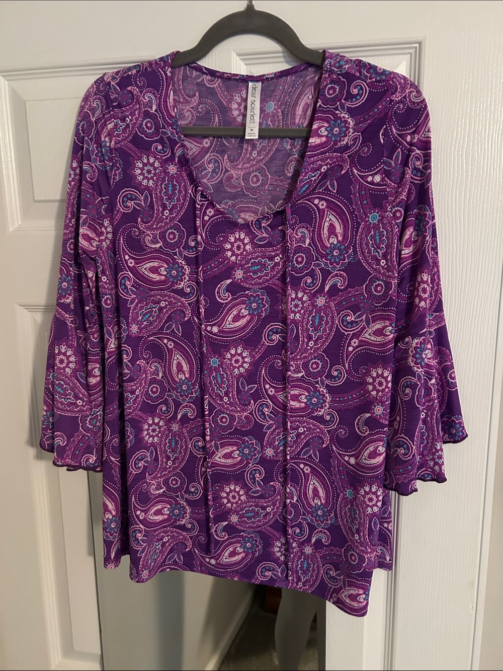 Women’s Purple Paisley V-Neck Tunic by Sag Harbor